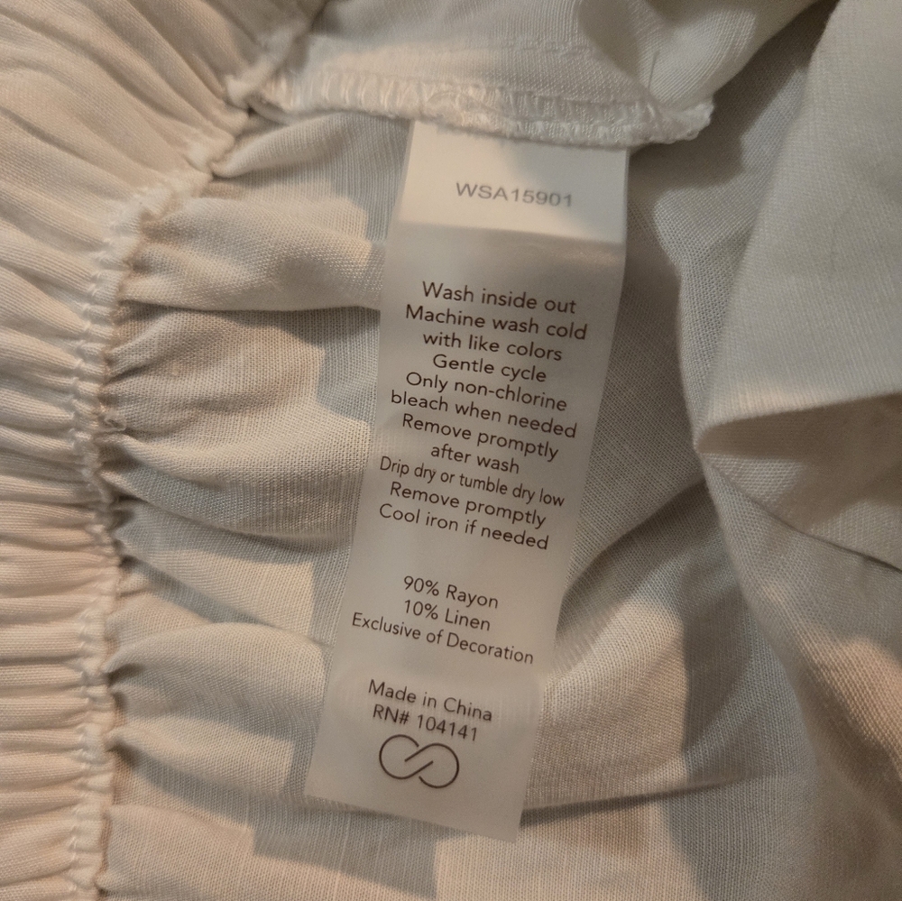 Calia NWT Linen Blend Pleated Wide Leg Beach Coverup Medium White Pants - Picture 9 of 9